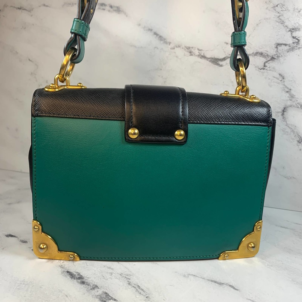 ❌❌ PRADA Lions Head Bag Antic Soft Saffiano Cahier Shoulder/Crossbody Green - Picture 4 of 16